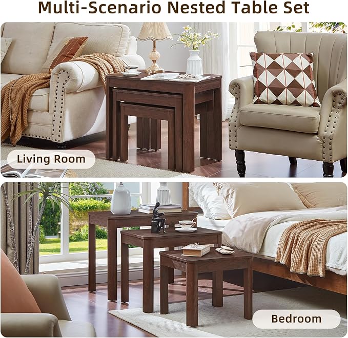 Joaxswe Farmhouse Nesting Tables Set of 3, Living Room Table Set - Image 9