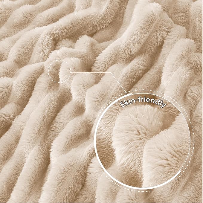 Exclusivo Mezcla King Size Flannel Fleece Blanket, Super Soft Striped Jacquard - Image 5