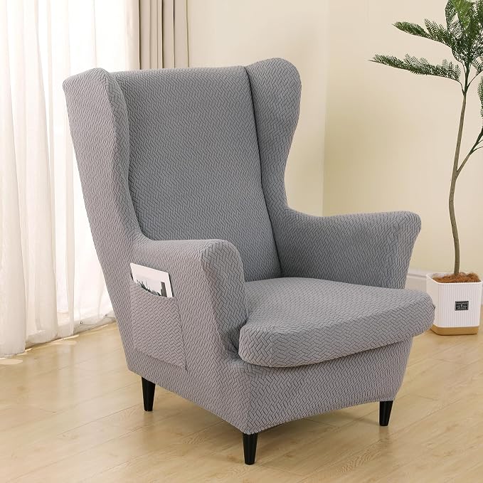 HAOYONG Jacquard Wingback Chair Cover Thickening Armchair Covers 2 Pieces - Image 7