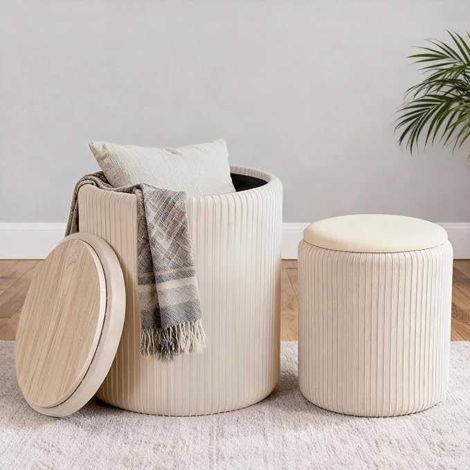 CAROLMADE Set of 2 Round Ottoman by CAROLMADE