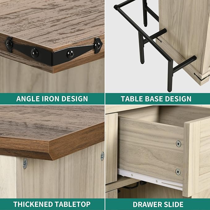 YITAHOME Home Bar Unit with LED Lights ＆ Drawer, Farmhouse Bar Cabinet with - Image 6