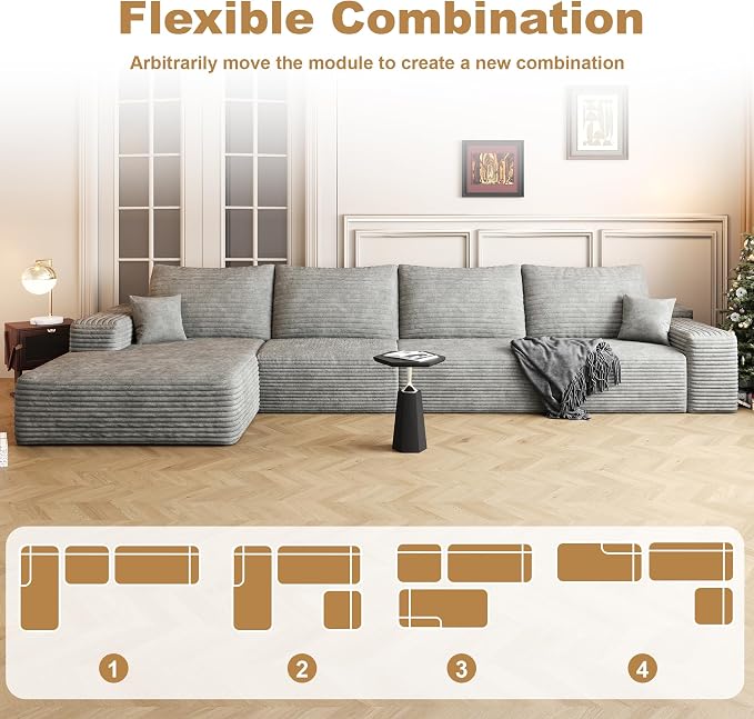 136" Sectional Couches for Living Room Cloud Couch Sofa - Image 6