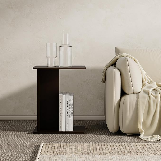 RECCI Solid Bamboo C-Shaped End Table Set of 2 - Image 2