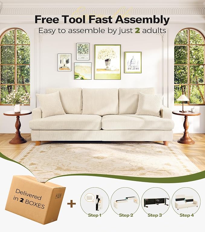 Kidirect 87in U Shaped Couch, Modular Sofa No Tool Assembly, Comfy Sectional - Image 9