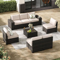 Jing's Villa 8-Piece Patio Furniture Set, All-Weather Outdoor Wicker Sectional by JingsVillaOutdoorFurniture
