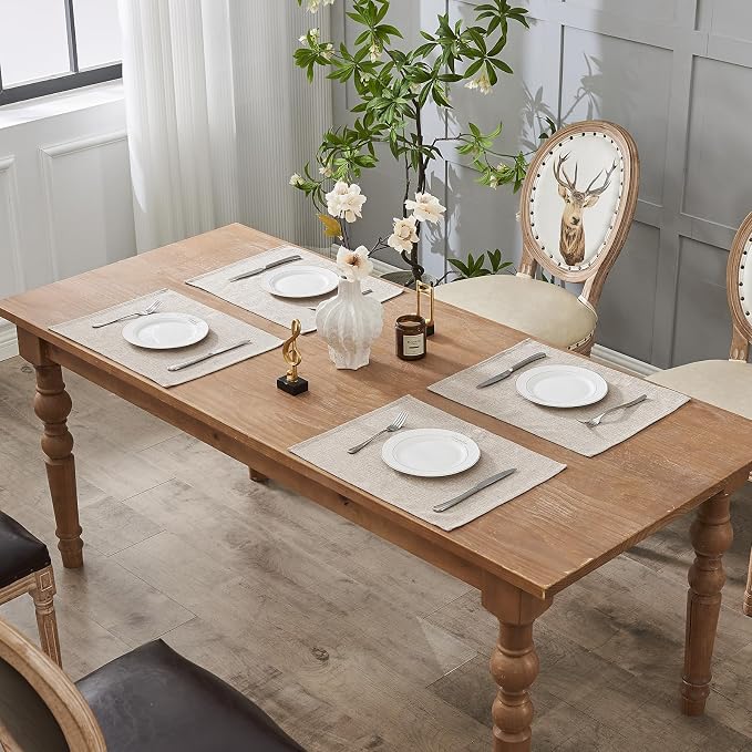 BALCONY & FALCON Placemats Set of 6 Faux Linen Cloth Place Mats Washable - Image 7