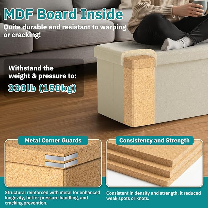 35-INCH Storage Ottoman Bench, Footrest - Image 5