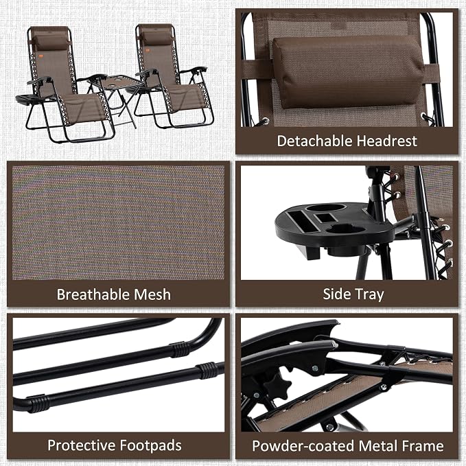 Outsunny Zero Gravity Chair Set - Image 6