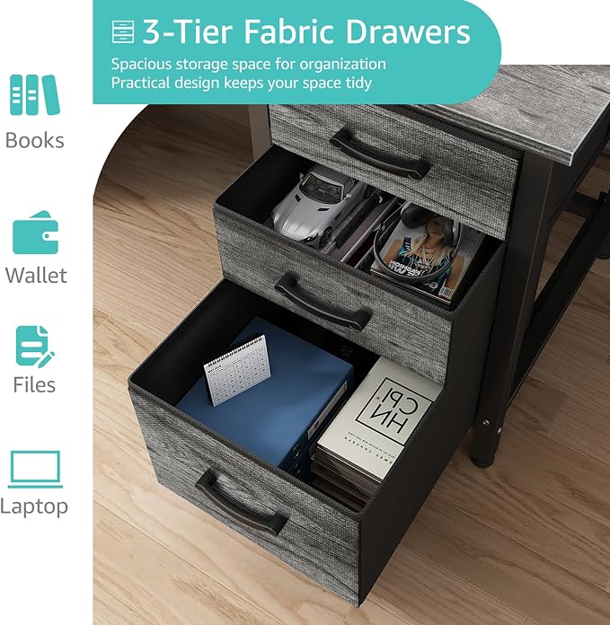 Lufeiya Computer Desk with File Drawers Cabinet, 47 Inch Home Office Desks with - Image 6