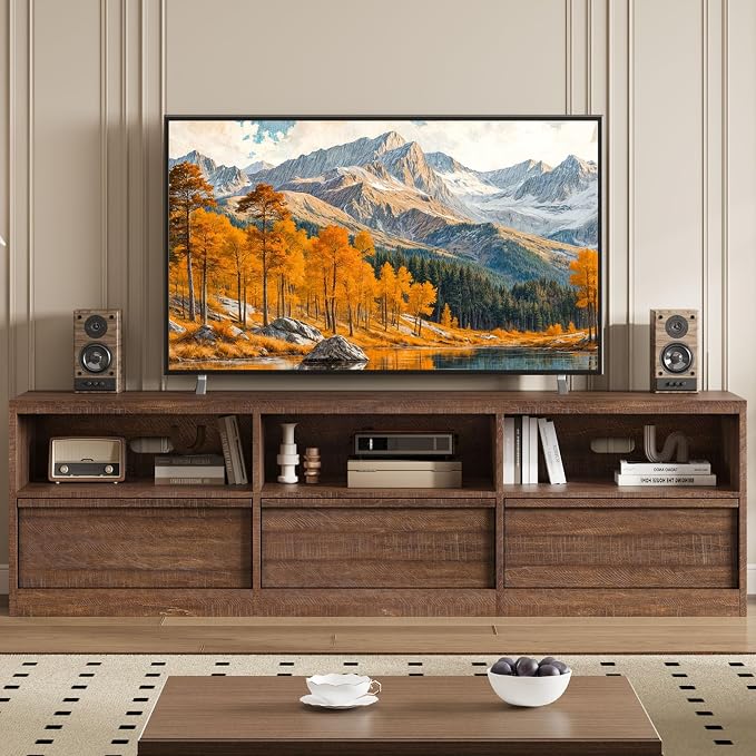 GarveeHome 70 in TV Stand for TVs up to 85 in, Mid Century Modern Entertainment - Image 4