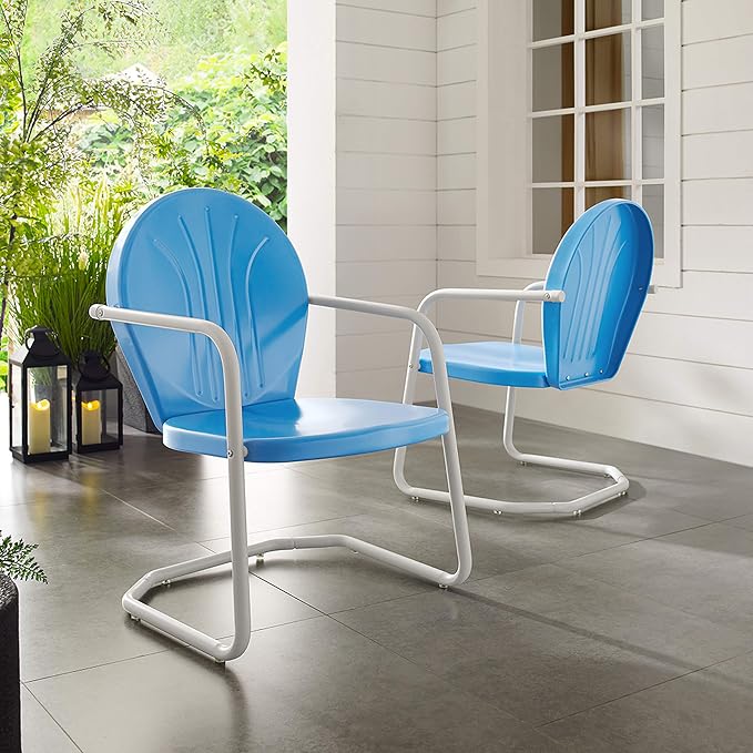 Crosley Furniture Griffith Outdoor Chair, Retro Metal Patio Chairs - Image 4