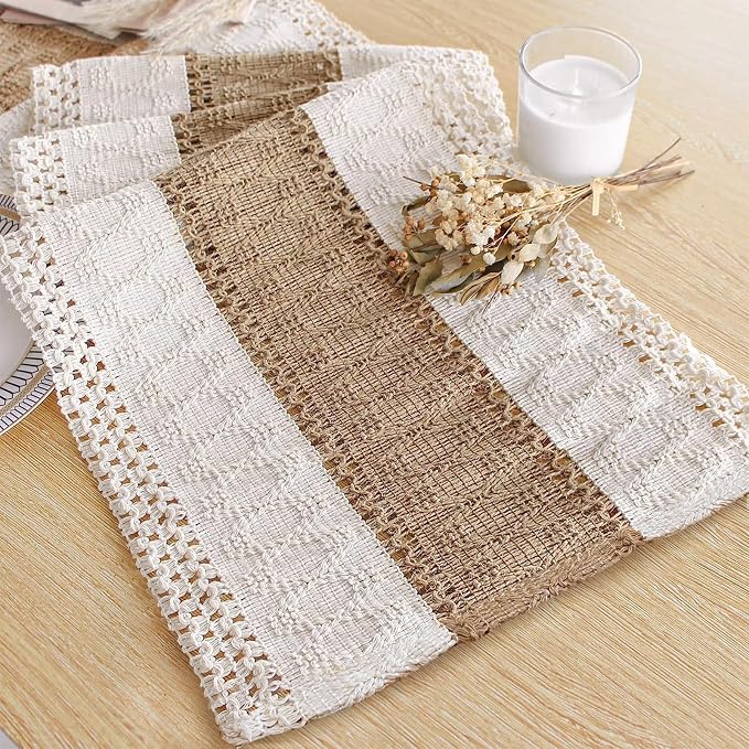 FEXIA Boho Table Runner for Home Coffee Decor 36 Inches Long Farmhouse Rustic by FEXIA