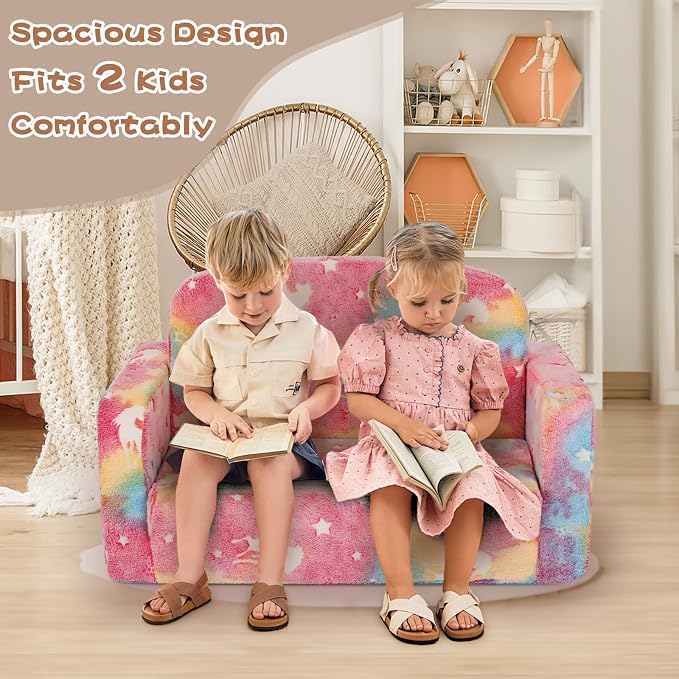 Foryoomi Extra Wide Kids Couch, Kids Sofa, Toddler Sofa, Glow in The Dark - Image 3