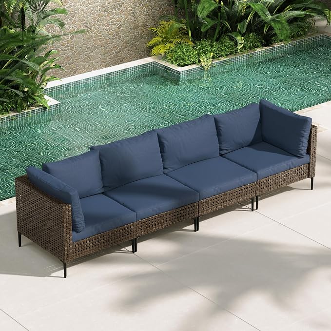 Grand patio 4-Piece Wicker Patio Furniture Set, Retro Outdoor Sectional Sofa - Image 2