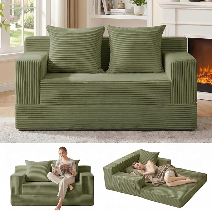 Erament Boneless Loveseat Convertible Sofa Bed, Folding Floor Futon Sleeper by Unknown