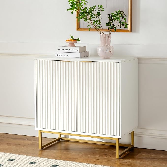 EYYTHUNG Fluted Cabinet with Storage Set of 3, Sideboard Buffet Cabinet with - Image 9