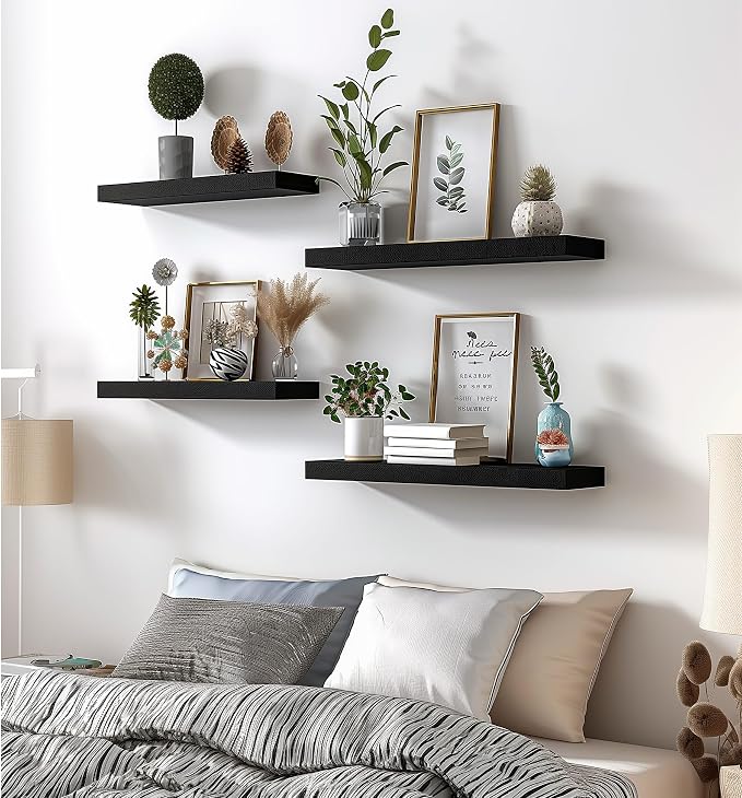 YYWUOJJ Wood Floating Shelves for Wall Decor, Rustic Wall Shelves for Bedroom - Image 5