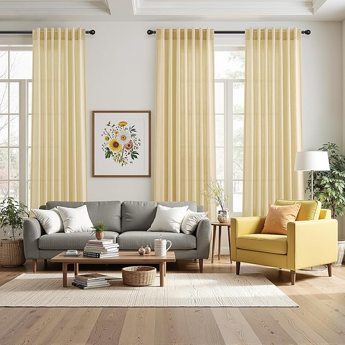 Nanspring Cream Yellow Curtains 120 Inches Long - Image 7