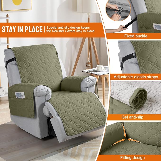 VANSOFY 100% Waterproof Recliner Chair Covers, Recliner Cover Non-Slip Dog - Image 3