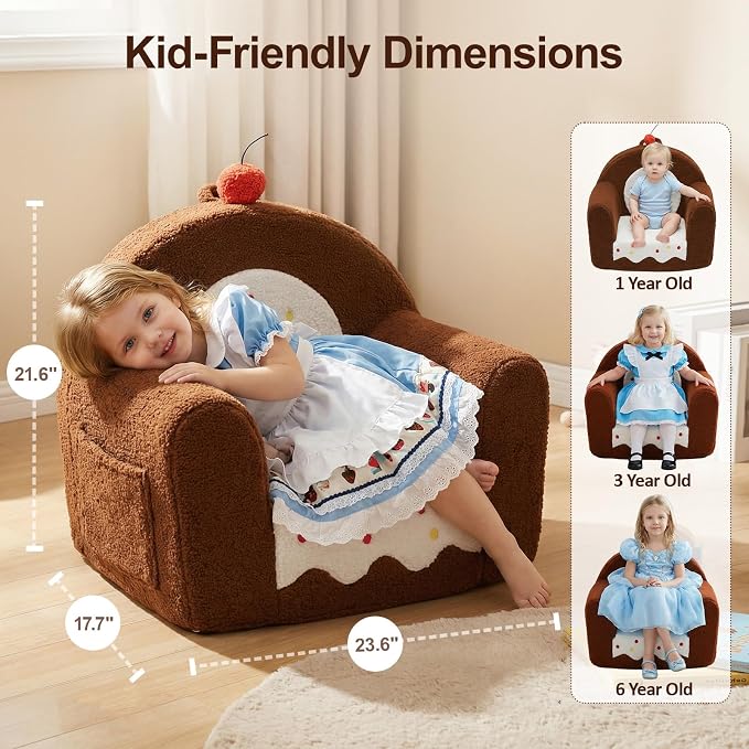 OUOZZZ Toddler Chair for Ages 1–6, Soft Sherpa Kids Sofa - Image 3