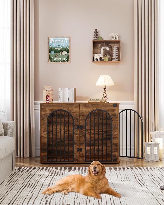 Hzuaneri 44.1" Wooden Dog Crate Furniture, Indoor Dog Kennel Dogs Cage - Image 3