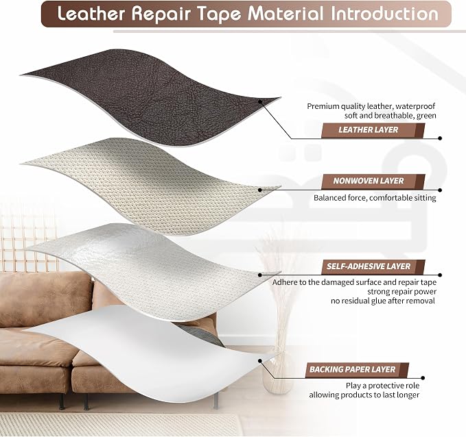 KING MOUNTAIN Leather Repair Patch, 16 x 60 Inches self Adhesive Leather Repair - Image 3