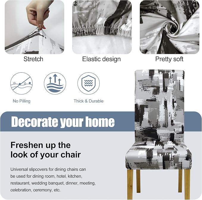 BIETYONE Stretch Dining Chair Covers Set of 6, Soft Removable Washable Kitchen - Image 3