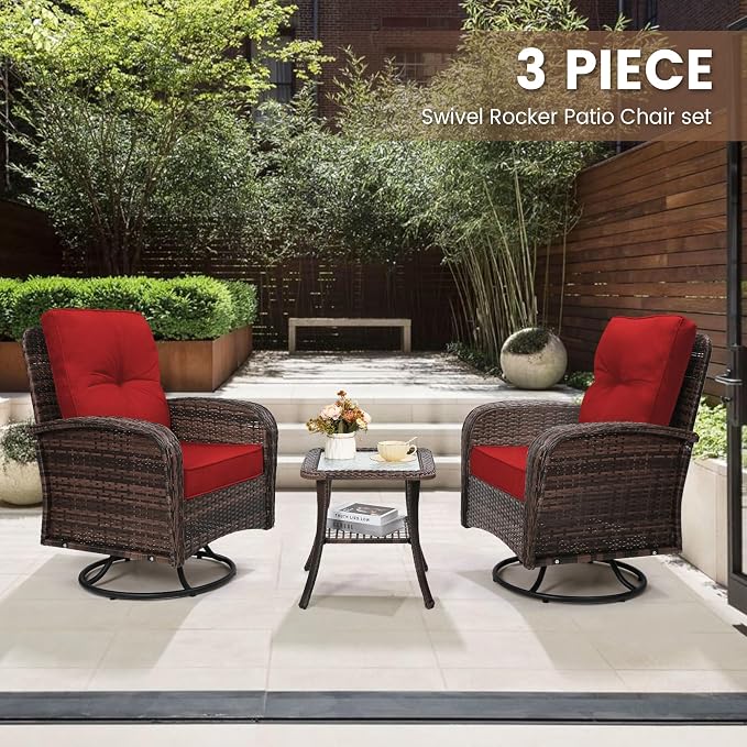 wildformers Luxury Outdoor Swivel Wicker Glider Patio Chairs - Image 2