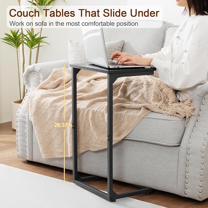 AMHANCIBLE C Shaped End Tables Set of 2, Couch Side Tables that Slide Under Sofa - Image 2
