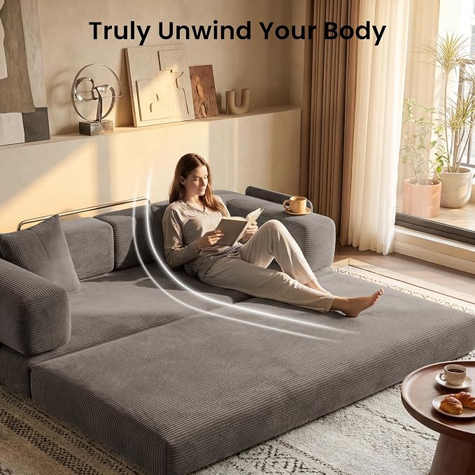 78.8" Convertible Futon Sofa Bed, Corduroy Futon Couch - Image 5