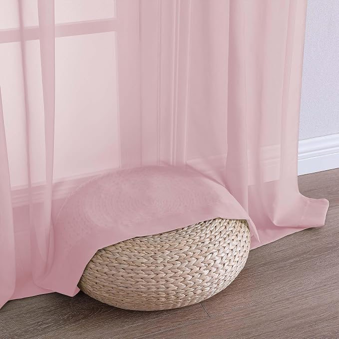 Chyhomenyc Blush Pink Sheer Curtains 84 Inches Long 2 Panels, Light Filtering - Image 8