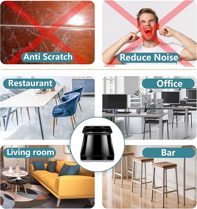 24 Pcs Chair Leg Floor Protectors Square - Image 6