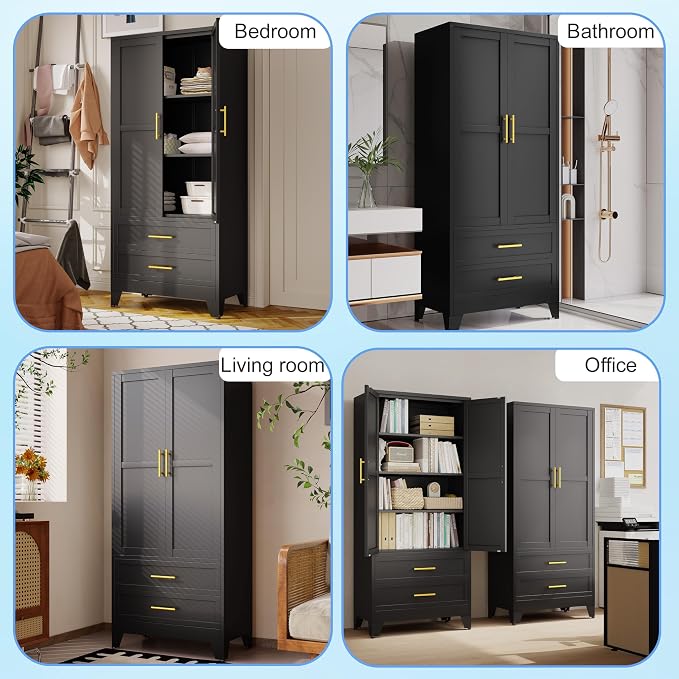 erosoei 71" H Metal Pantry Storage Cabinet, Office File Cabinets - Image 7