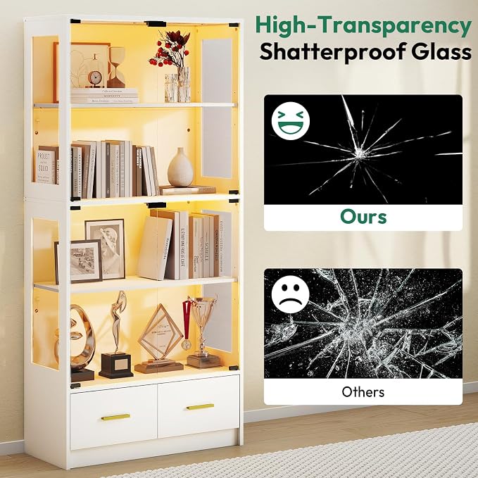 Lamtor 67-inch Glass Display Cabinet – Curio Cabinet - Image 5