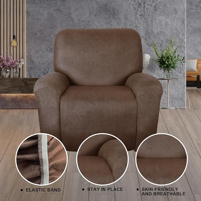 ANARACHON Recliner Chair Covers Leather Like, 4 Pieces Recliner Cover, - Image 7