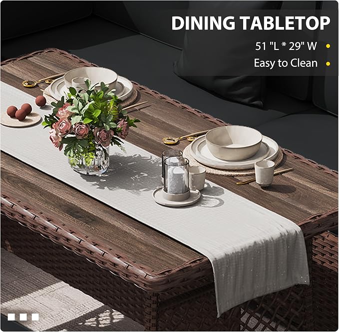 KIGOTY 7 Piece Patio Furniture Set, Outdoor PE Wicker Rattan Outdoor Dining Set - Image 4