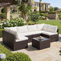 DUMOS 7 Piece Outdoor Patio Sectional Sofa, Modular Wicker Furniture Set by DumosLifestyle