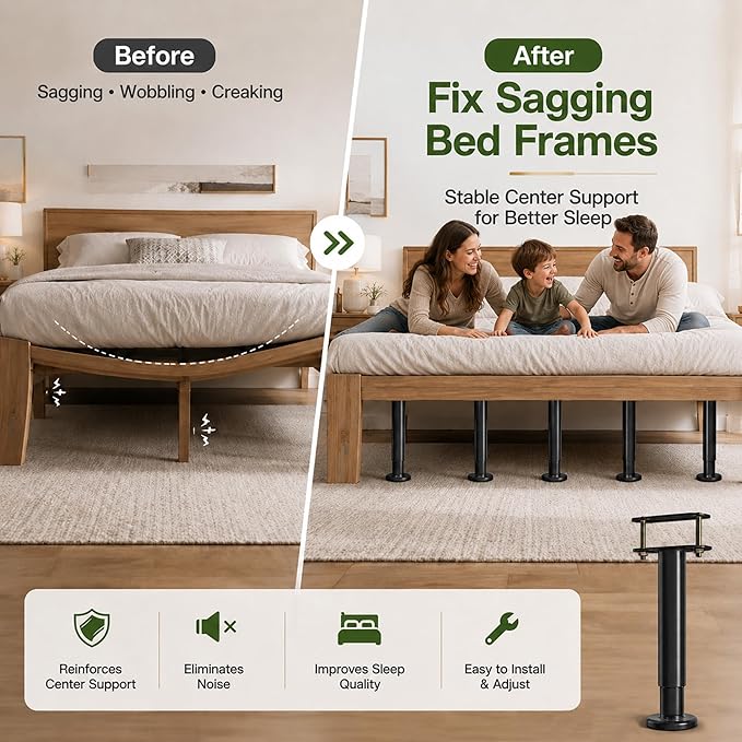 2Pcs Adjustable Height Bed Frame Support Leg, Extra Sturdy Steel Bed Frame - Image 3