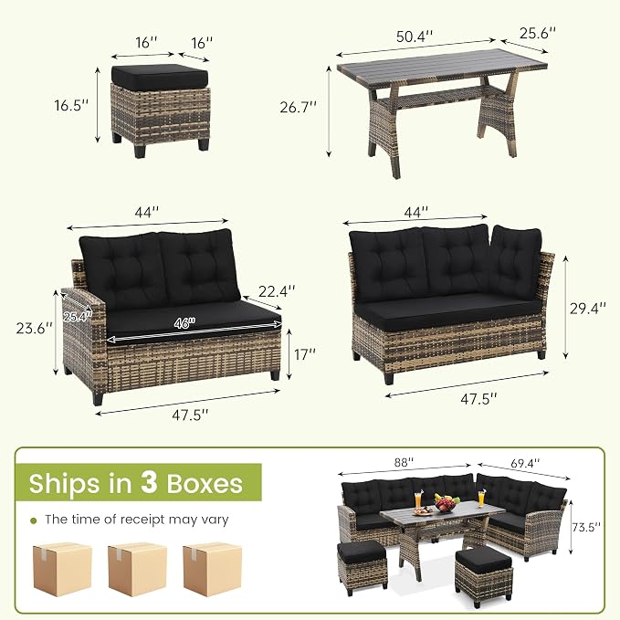 KROFEM 6-Piece Patio Furniture Set, Outdoor Sectional Sofa - Image 4