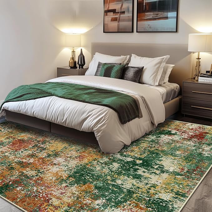 Washable Area Rugs 9'x12' Non-Slip Modern Abstract Soft - Image 2