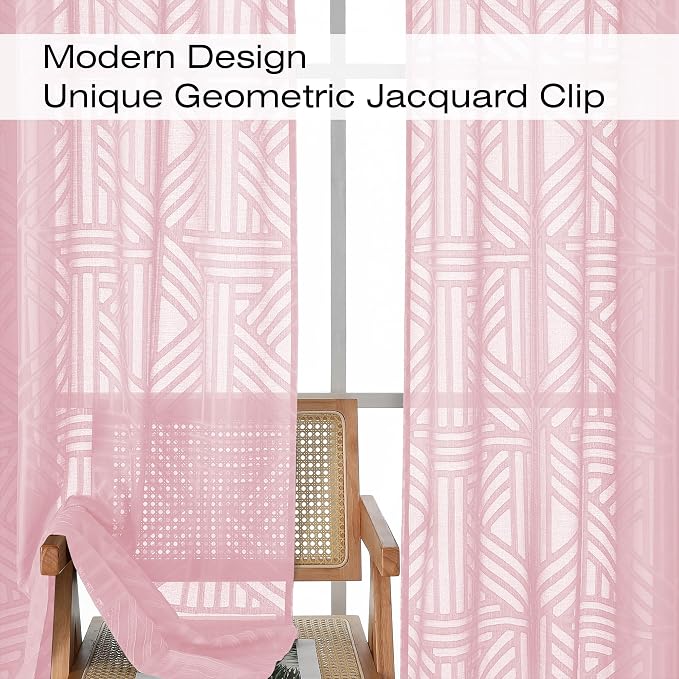 Simplebrand Blush Semi Sheer Curtains 84 Inches Long 2 Panels, Light Filtering - Image 3