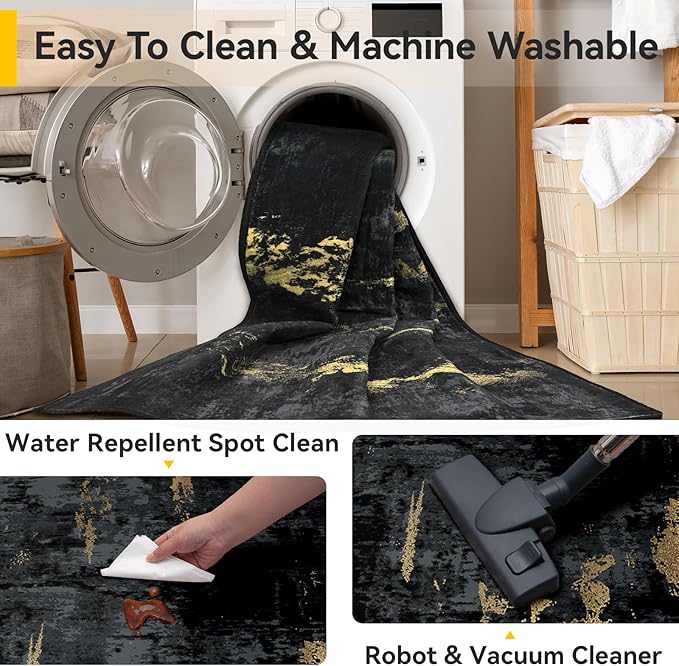 Washable Area Rugs 2'x3' Non-Slip Modern Abstract Soft - Image 4