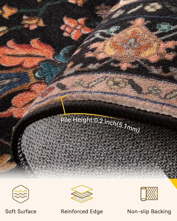 RELEANY Area Rugs 2'6"x5' Runner Rug Non Slip Washable - Image 3