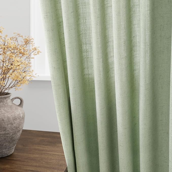 Nanspring Mist Sage Linen Curtains 72 Inch Length - Image 4