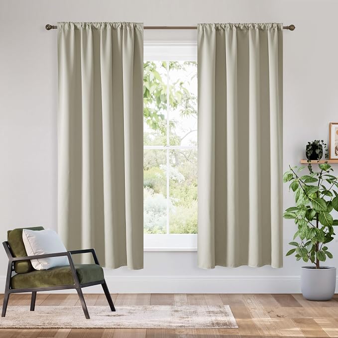 RYB HOME Bedroom Blackout Curtains 72 inches Long, 100% Blackout Thermal by RYBHOME