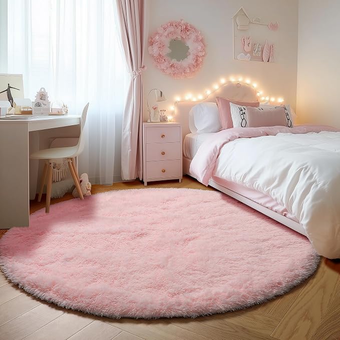 ONASAR Light Pink Round Area Rugs 6ft - Image 3