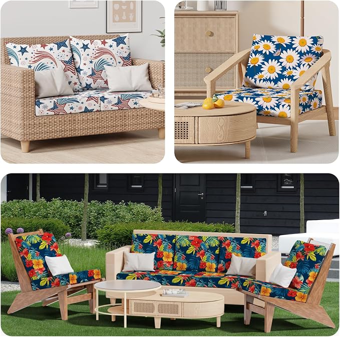8Pcs Stretch Patio Cushion Covers, Outdoor Couch & Sofa Replacement Slipcovers - Image 8
