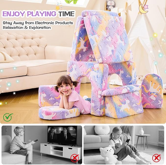 IFNOW Modular Kids Play Couch, Convertible & Washable Toddler Foam Couch Kids - Image 5