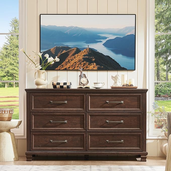 SAVOR LIFE Farmhouse Espresso 6 Drawer Dresser - Image 3