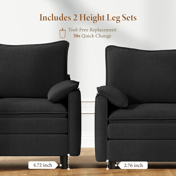 Vesgantti 74" Loveseat Sofa for Living Room, Comfy Cloud Couch Deep Seat - Image 3